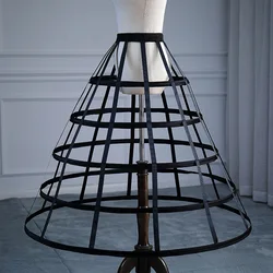 Black Lolita Crinoline Hollow Bird Cage Adjustment Fishbone Five Steel Circle White Lolita Princess Wedding Dress Tutu Skirt