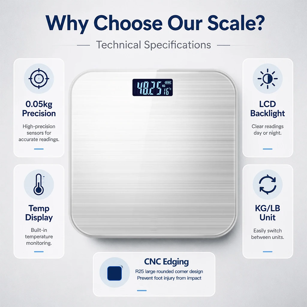 Digital Bathroom Scale High Precision Tempered Glass Display_voghion.com