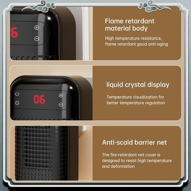 AC76-Electric Heaters  Indoor Electric Space Heaters 500 Watt Heater For Winter Home Heater With LED Display
