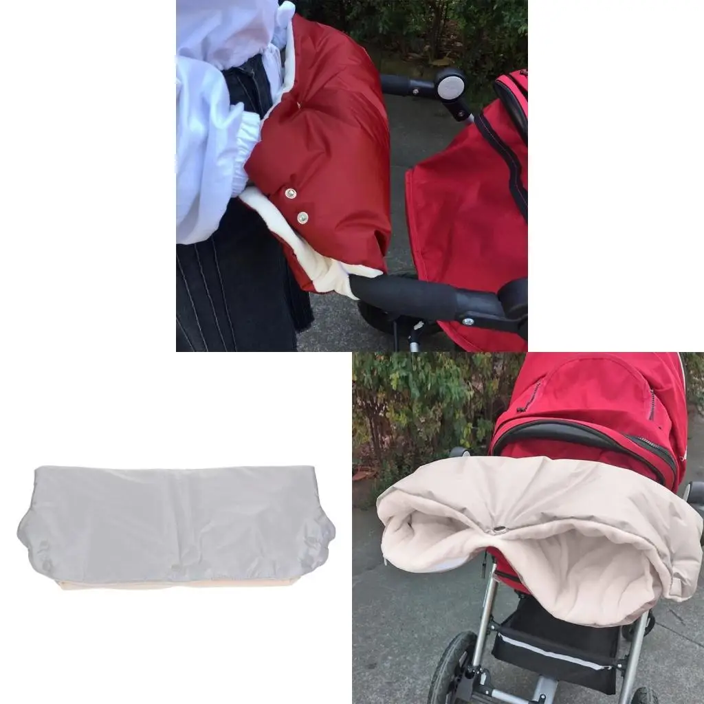 

95AE Pram Hand Muff Baby Stroller Winter Hand Gloves w/ Thicken Fleece Hand Mittens