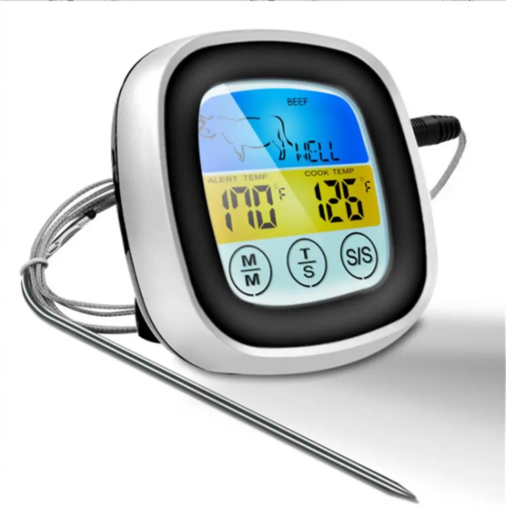 Oven Thermometer Kitchen Thermometer Core Temperature Probe Digital Alarm Meat Thermometer LCD Digital Food Cooking Thermometer