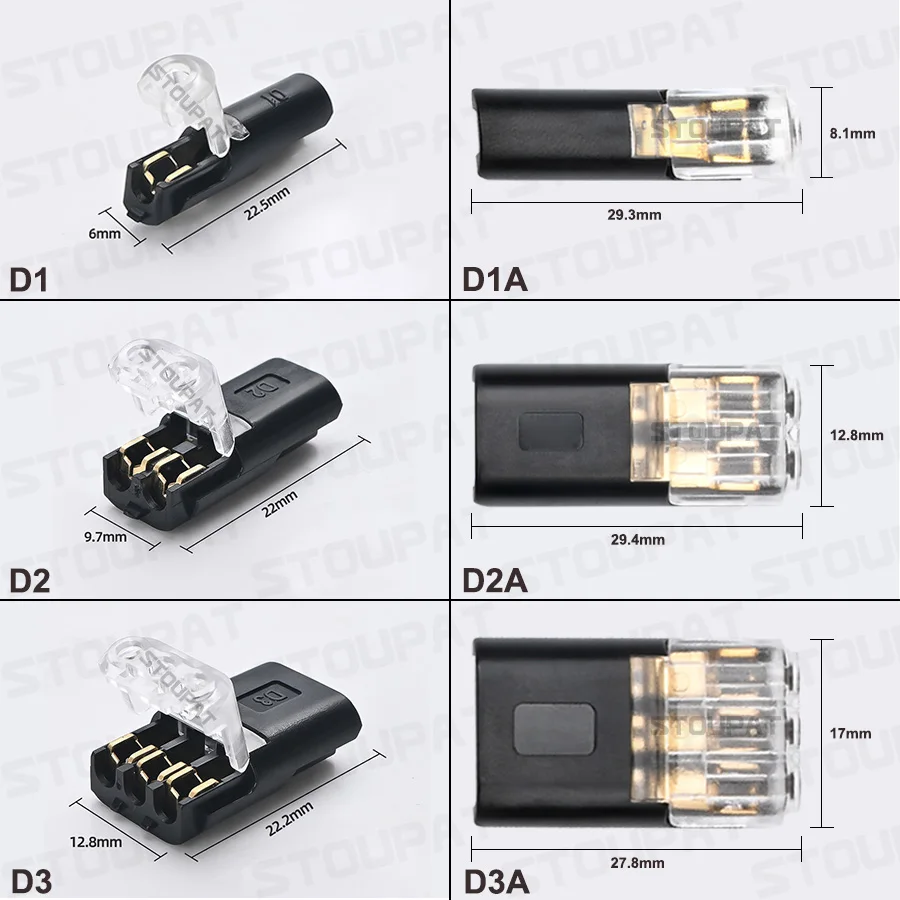 1/2/3-poliger steckbarer LED-Kabelverbinder mit Verriegelung für Audio-Auto-Steckverbindungen, elektronische Kabelverdrahtung, Anschlussklemmen, Spleißer – Detail 2
