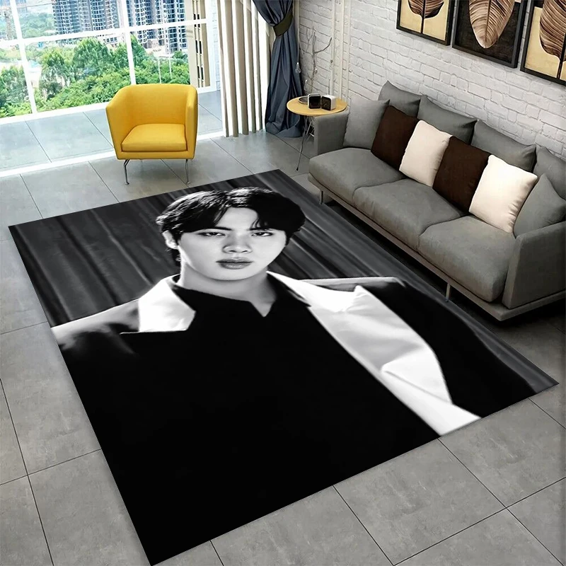 

Kpop B-BTS Kim Seok Jin Singer Carpet Rug for Playroom Bedroom Living Room Sofa Home Decor,Area Rug Non-slip Floor Mat Gift