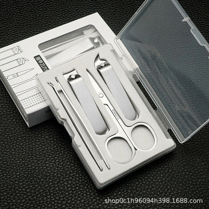 6Pcs Premium Polished Stainless Steel Nail Clippers Gift Box Professional Manicure Kit with Nail File Ear Pick Grooming Tools
