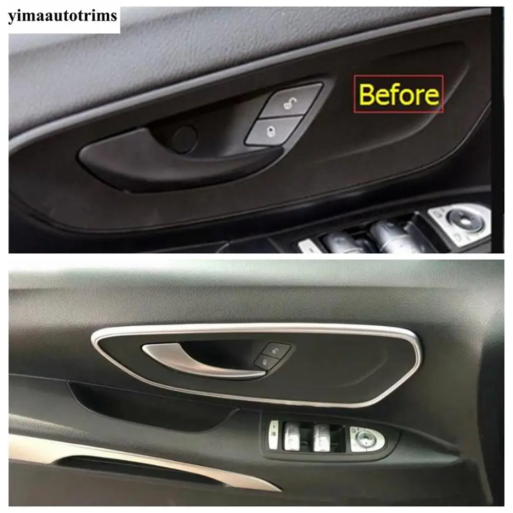 Inner Armrest Handle Bowl Frame / Door Lock Decor Cover Trim For Mercedes-Benz Vito W447 2014 - 2019 Matte Accessories Interior