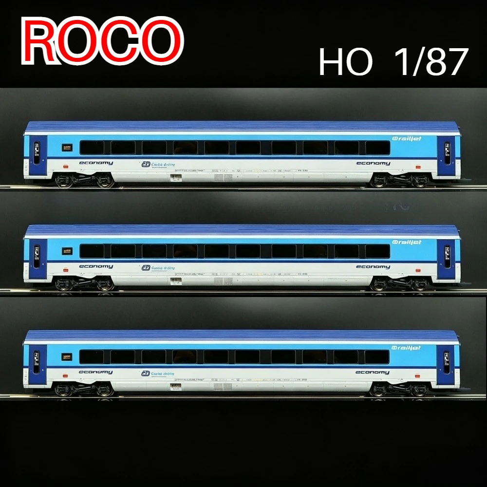 ROCO HO Type 1/87 Train Model 74140 Passenger Car 3 Carriages with Conductive Coupler and Lights Model Car Boys Toy Gift