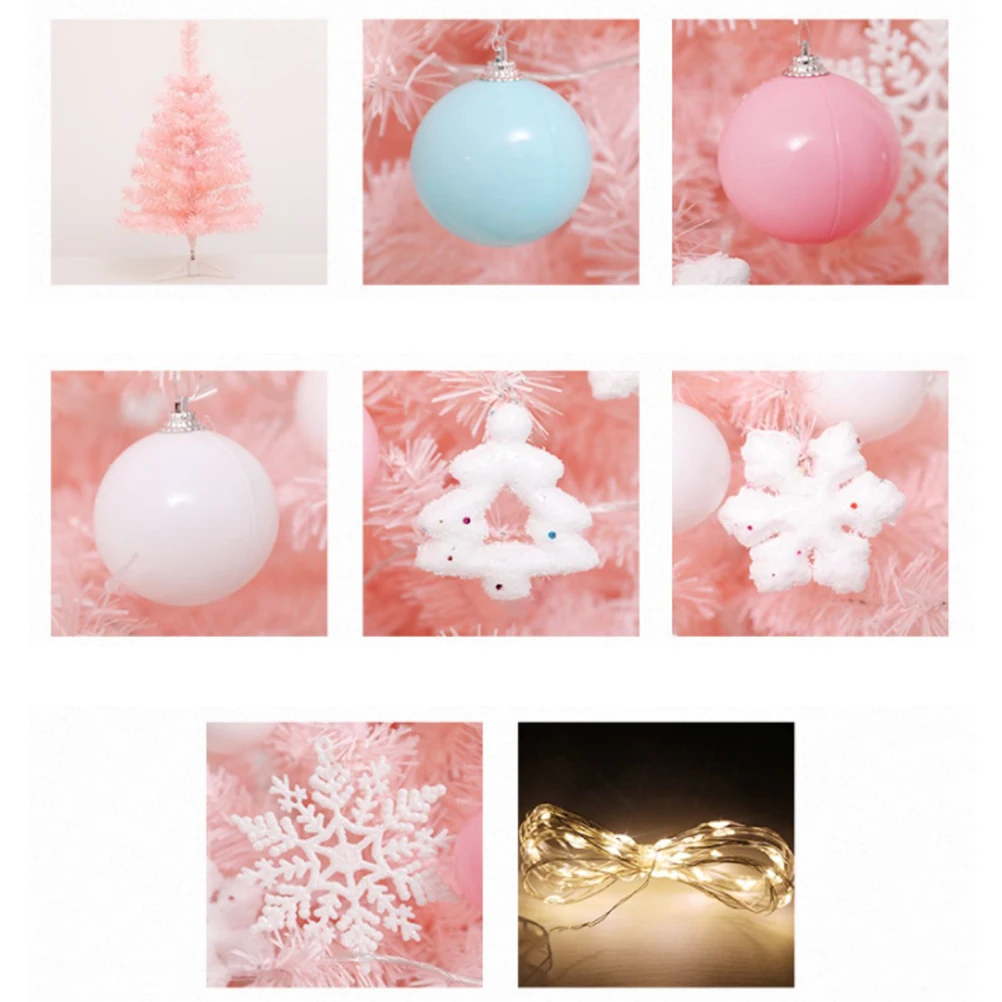 

16pcs Lovely Pink Mini Christmas Tree Decoration Set Creative Home Party Ornament Craft Festive Family Gift Christmas Crafts