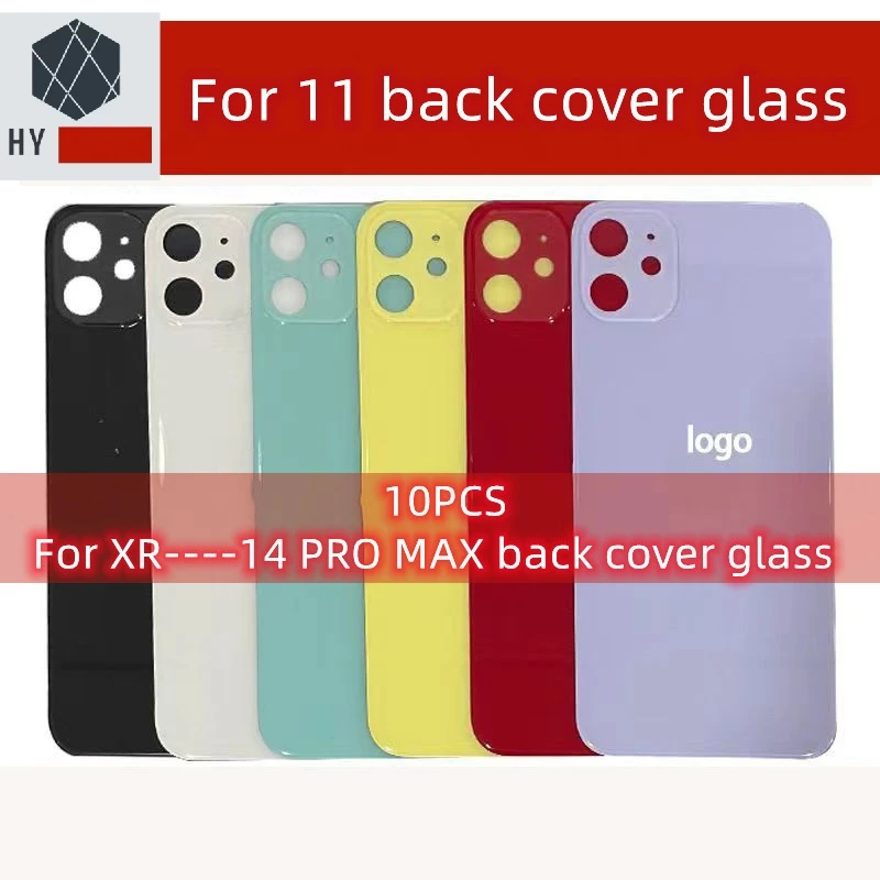 10PCS (Big Holes No Remove Camera) Back Cover Rear Door Glass For iPhone 11 Pro 8 Plus X XS XR Max 12 Mini SE 13Pro 14 14Plus