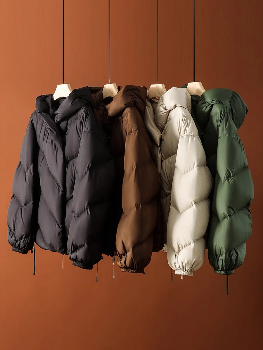 Suyarepl, Manteau à Capuche pour Femme, 95% Rembourrage en Duvet d'Oie Blanche, Parkas Matelassées Solides, Vêtements d'Extérieur Chauds, Automne et Hiver 2023