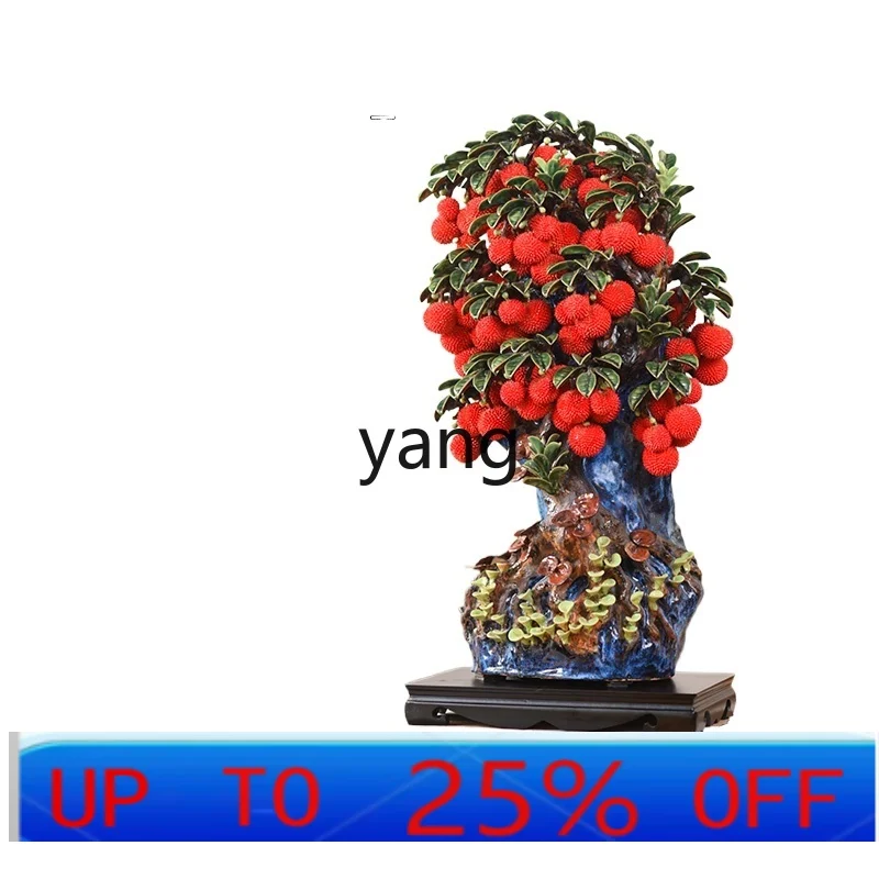 LH  living room large floor-to-ceiling lychee ceramic ornament new Chinese TV cabinet decoration