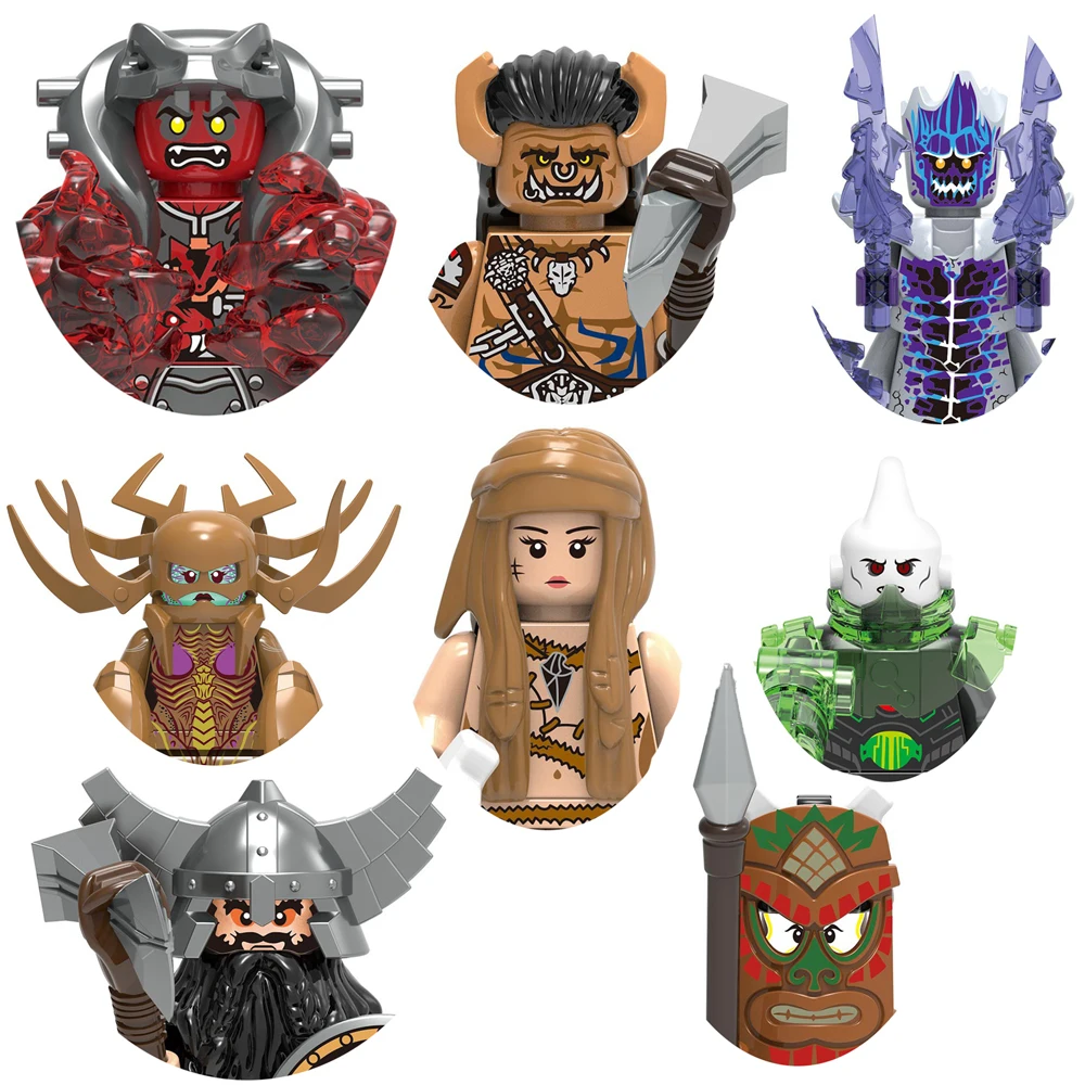 8 Styles Cannibal Four-armed Stone Devil Children's Mini Assembled Building Blocks Snake Evil Dwarf Bricks Toys Boys Gifts