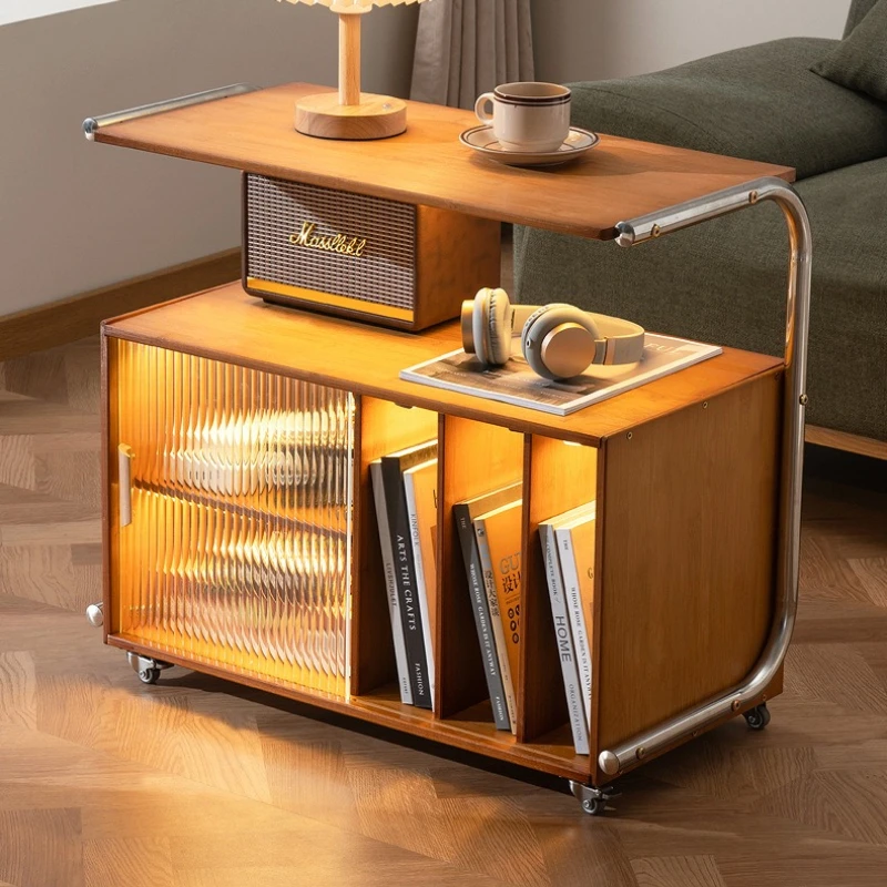 Movable Sofa Side Table Coffee Table Side Cabinet Antique Trolley Living Room Side Cabinet Small Table Bedroom Bedside Table