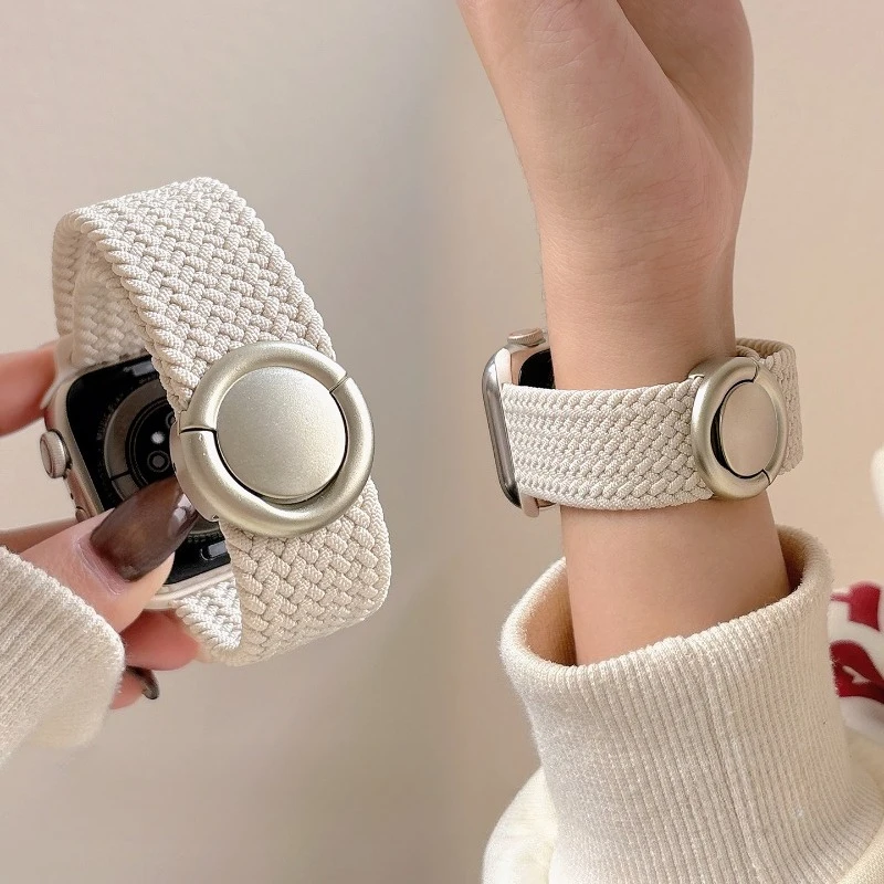 Braided Nylon Band For Apple Watch Strap 44mm 46mm 45mm Magnetic Buckle Bracelet iWatch Series 12 11 10 7 5 6 8 9 Ultra 4 3 49mm