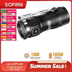 SOFIRN SC13A Black 519A LED 1300lm Anduril 2.0 Mini EDC 18350 Flashlight 5000K Keychain Emergency Torch