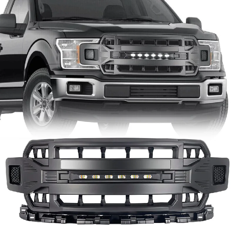 Front Bumper Racing Grills For 2018-2020 Ford F150 Grill Grille Mid-grid Tomahawk Spotlight Cover Modification Car Accessories