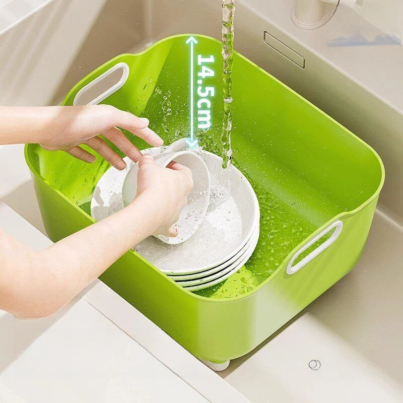 

Large Capacity Drain Basket Thickened Kitchen Sink Fruit Vegetable Washing Basin Dishwashing Basin Style Japanese Design