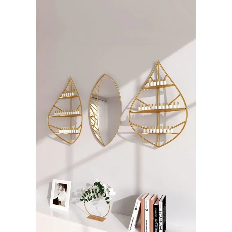 Modern Light Luxury Wall Mounted Cosmetic Storage Rack For Living Room Beauty Salon Nail Polish Display Shelf Home Organizer