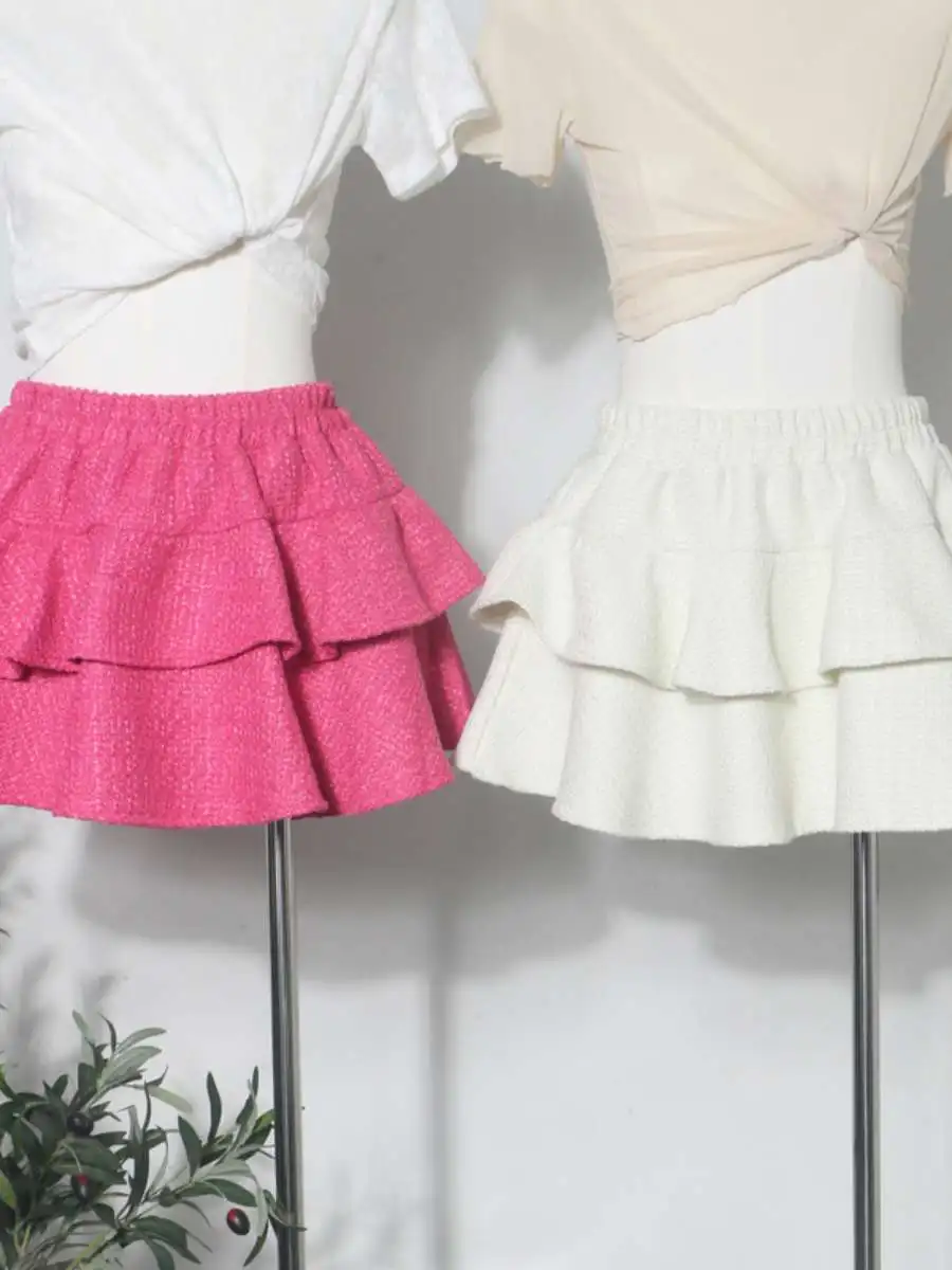 

Полная юбка, женская твидовая юбка с эластичной резинкой на талии, пышная твидовая юбка-тортик, юбки Word ort, весна-лето, осень, сезонная мода Ci Walk