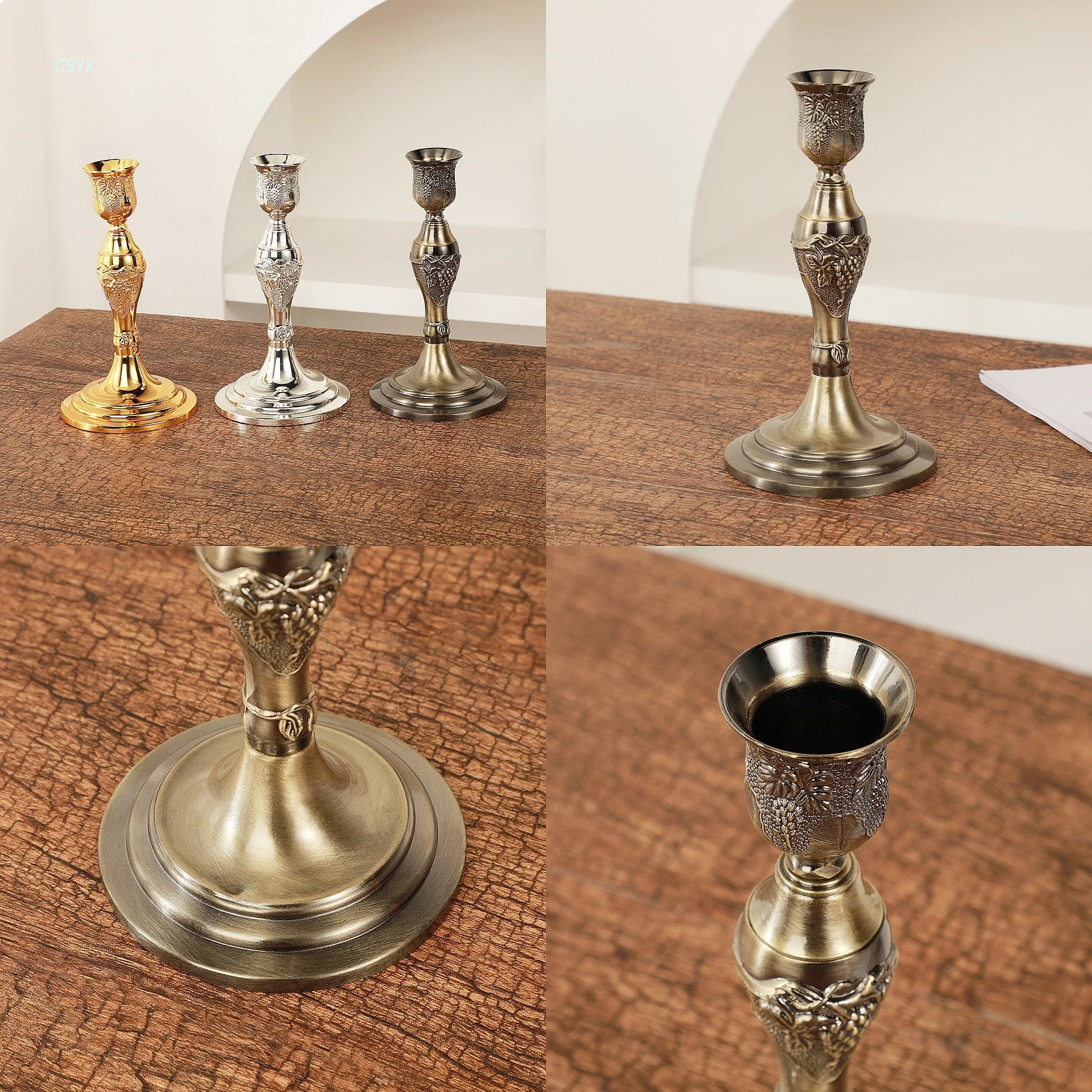 Exquisite Vintage Metal Candle Holder Nordic Style Zinc Alloy Electroplated Elegant Home Candle Decor