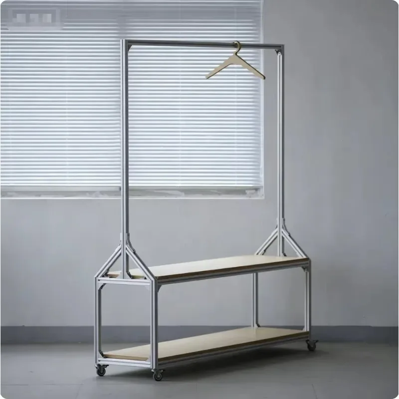 Aluminum Floor to Ceiling Clothes Hanger Simple Eco Friendly Marine Panel Material for Hanging Display and Storage