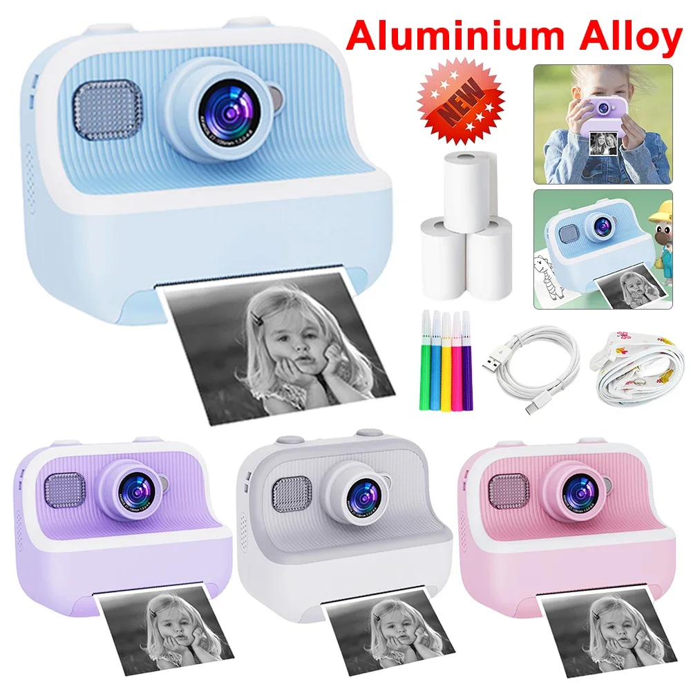 Kids Mini Instant Print Camera 2.4 Screen Child Digital Camera HD 1080P Video Christmas Birthday Gifts for Girls Boys Aged 3-12