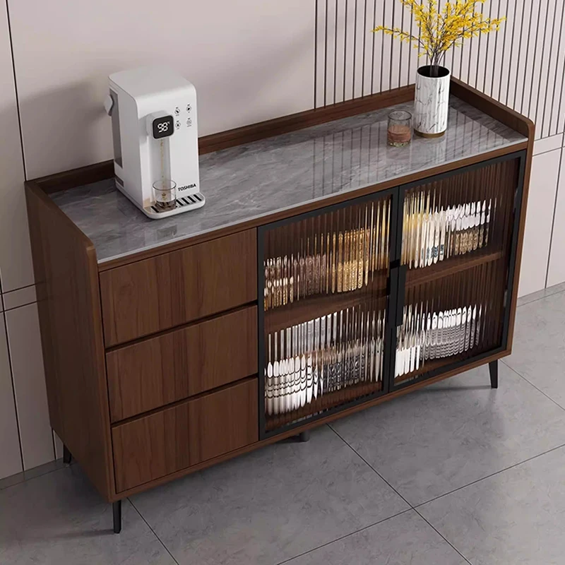 # Meuble de Salon Design, Vitrine Ronde de Rangement, Tiroirs de Cuisine, Meuble en Verre pour la Maison
