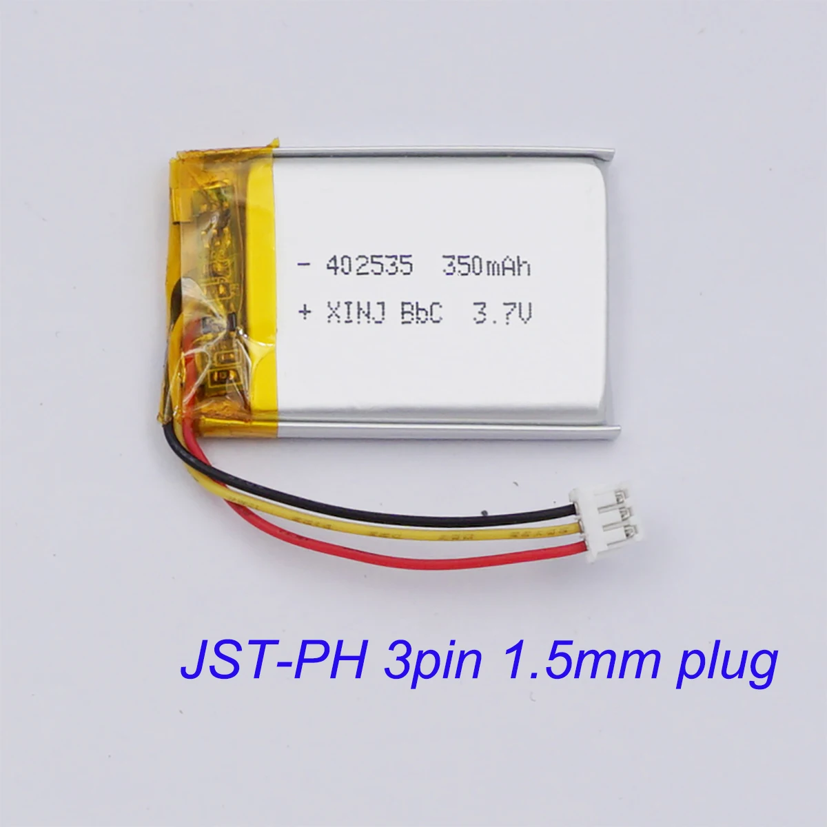 

3.7V 350mAh 1.29Wh JST-PH 3pin 1.5mm Connector 402535 Polymer Lipo Lithium Battery For GPS Baby Camera MP4 Car Navigation E-book