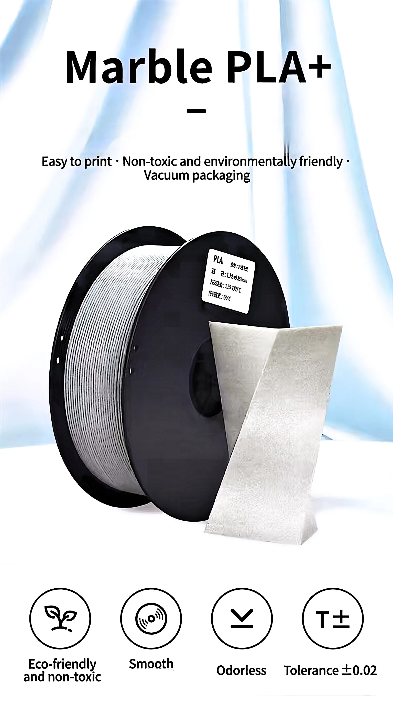 1.75mm PLA+ Marble 3D Printer Filament 1kg Stone Texture Imitation Sculpture Architecture Material Factory Direct