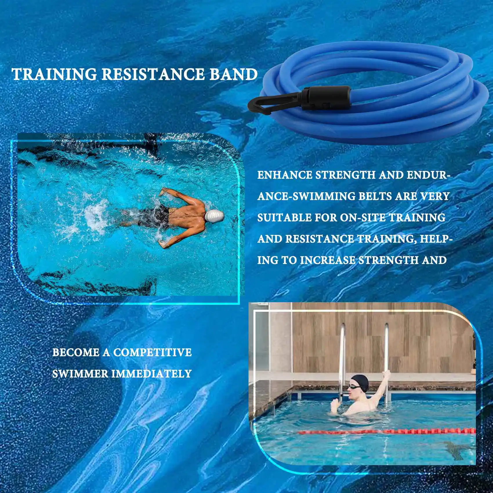 Swimming Training Resistance Band Adjustable Waist Belt Suitable for Swimming Pool Swimming for Adults and Children-A