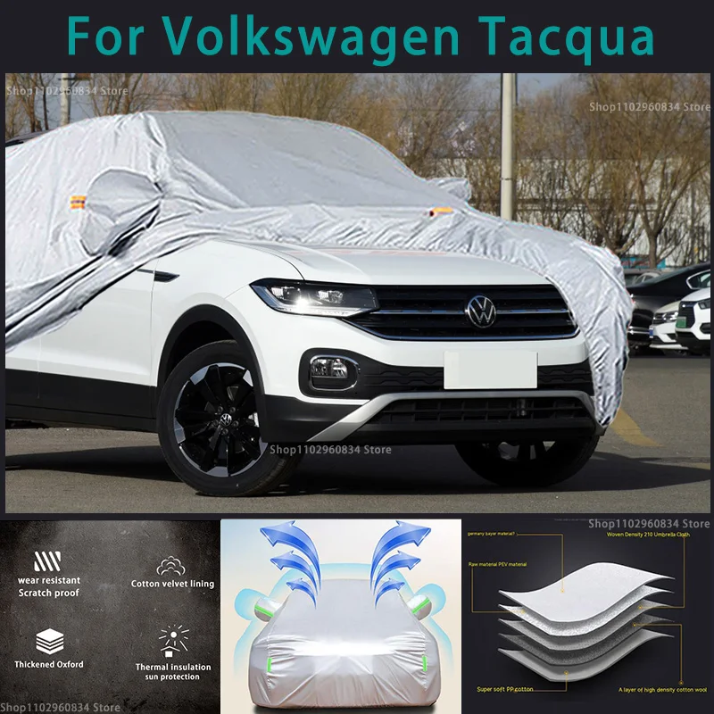 ل Volkswagen Tacqua 210T سيارة كاملة يغطي في الهواء الطلق الشمس uv حماية الغبار المطر الثلوج واقية مكافحة حائل غطاء سيارة غطاء السيارات