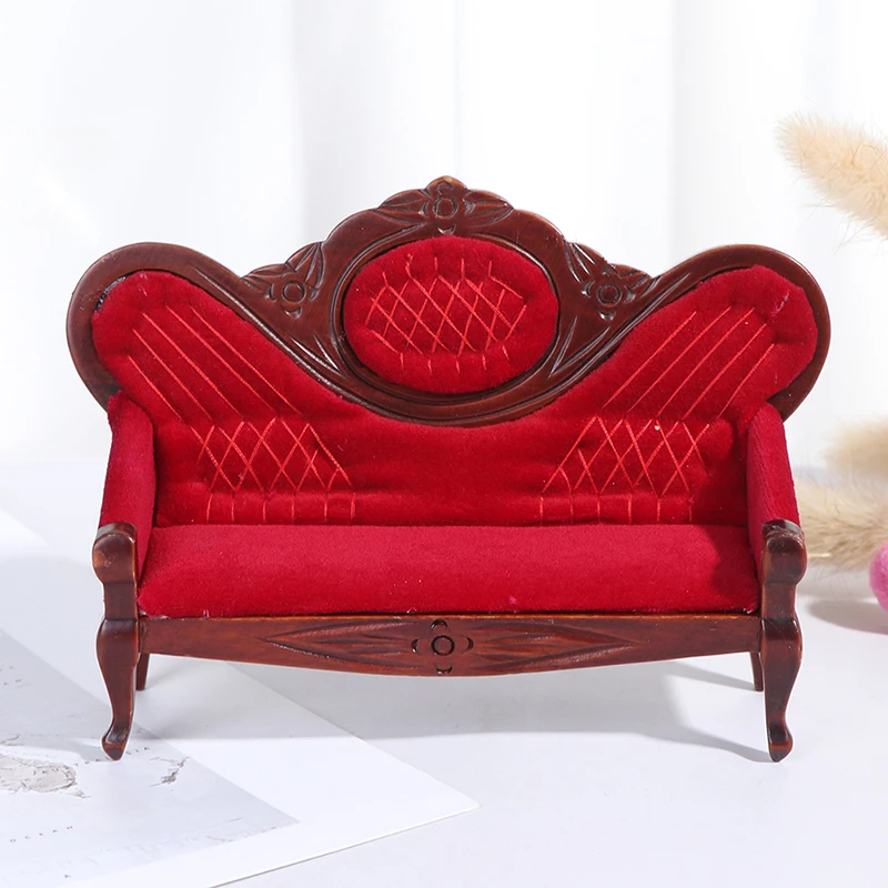 1:12 Dollhouse miniature soft Double sofa for dolls furniture pretend play toy