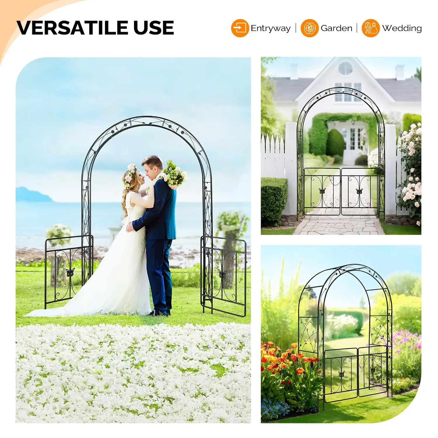 Garden Arbor Arch, Wedding Arch Archway for Ceremony Party, Trellis for Plant Climbing, Christmas Decorations Pergola for Backya