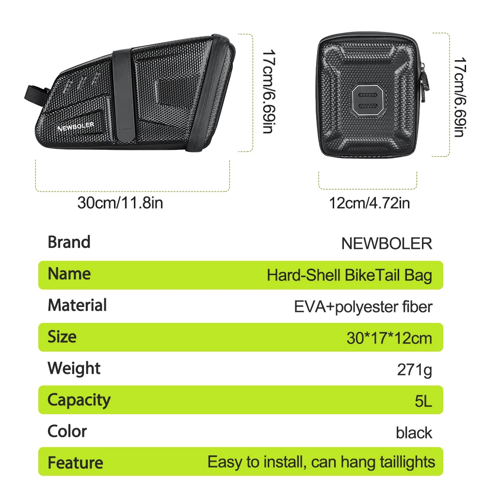 NEWBOLER 5L Wasserdichte Fahrradsatteltaschen MTB Rennrad Satteltasche Reflektierende Gestreifte Fahrrad-Werkzeugtasche MTB Fahrradtasche Zubehör – Detail 2