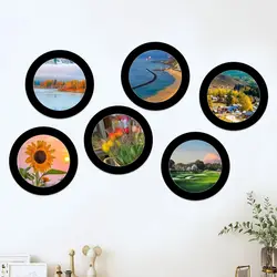 5Pcs Paper Photo Frame Simple Home Decor Round Photo Frame