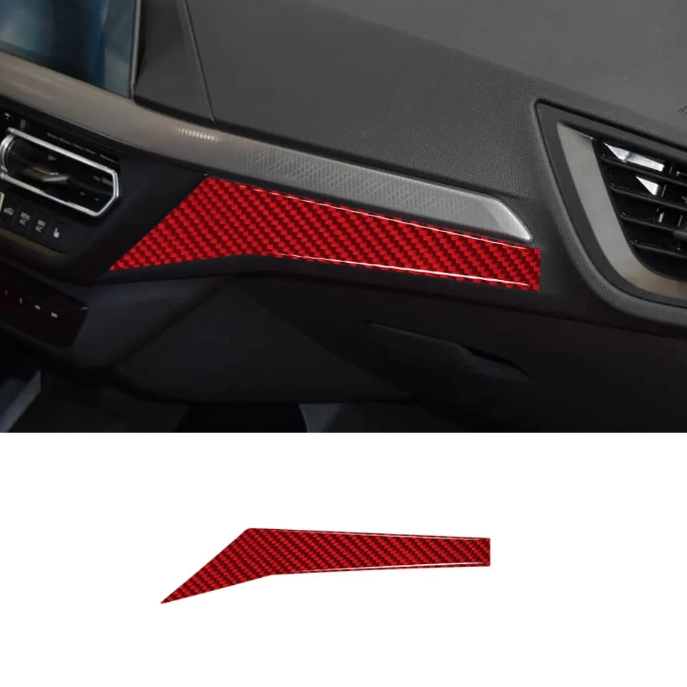 Carbon Fiber-Red Passenger Panel Trim Cover Interior Trim Sticker Soft Sticker Design Factory Finished Look For BMW 1 Series F40