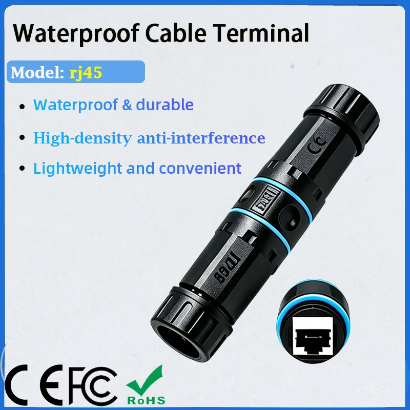 KATORD CAT6A RJ45 Waterproof Connector RJ45 Ethernet Connector Straight-through Outdoor Broadband