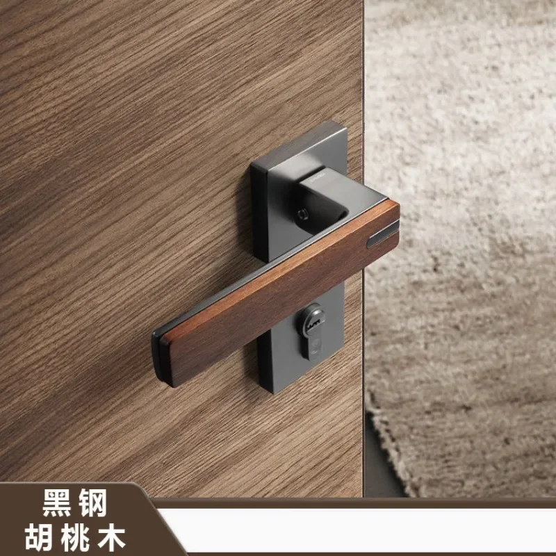 French door lock walnut interior bedroom household door handle new Chinese gun gray kitchen bathroom mute