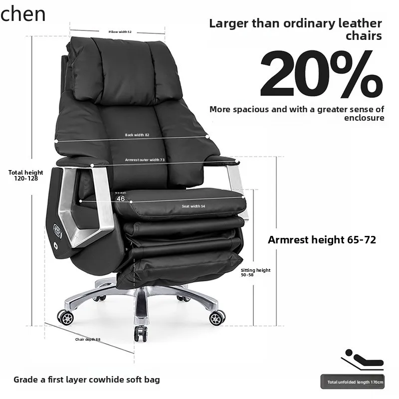 FZ Office Executive Chair Genuine Leather Comfortable Reclining Electric Boss Chair Ventilated