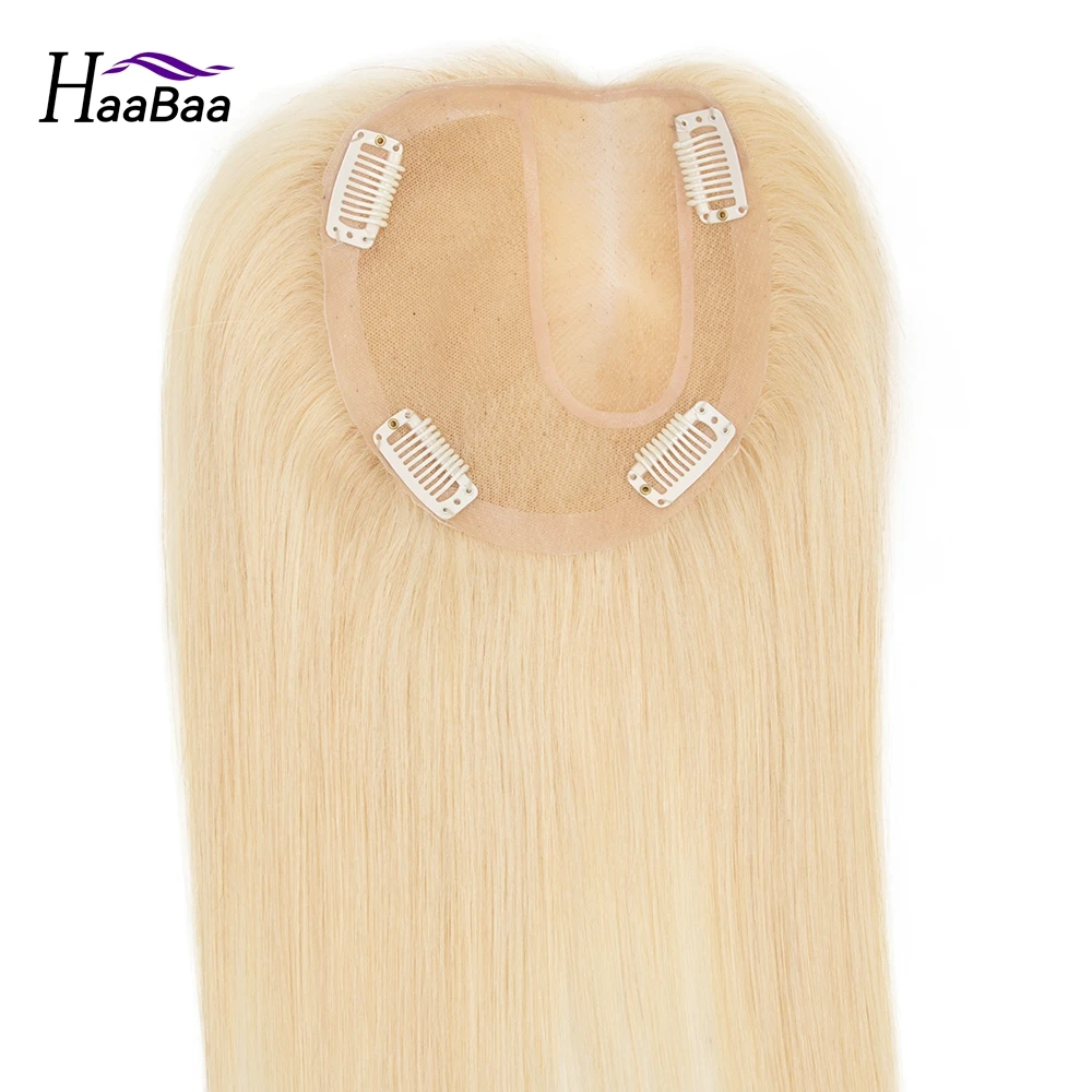 Mono Lace Human Hair Pieces Women Topper Natural 10-16 Inch Side Part 12X14cm Blonde Human Hair Topper 100% Real Human Hair