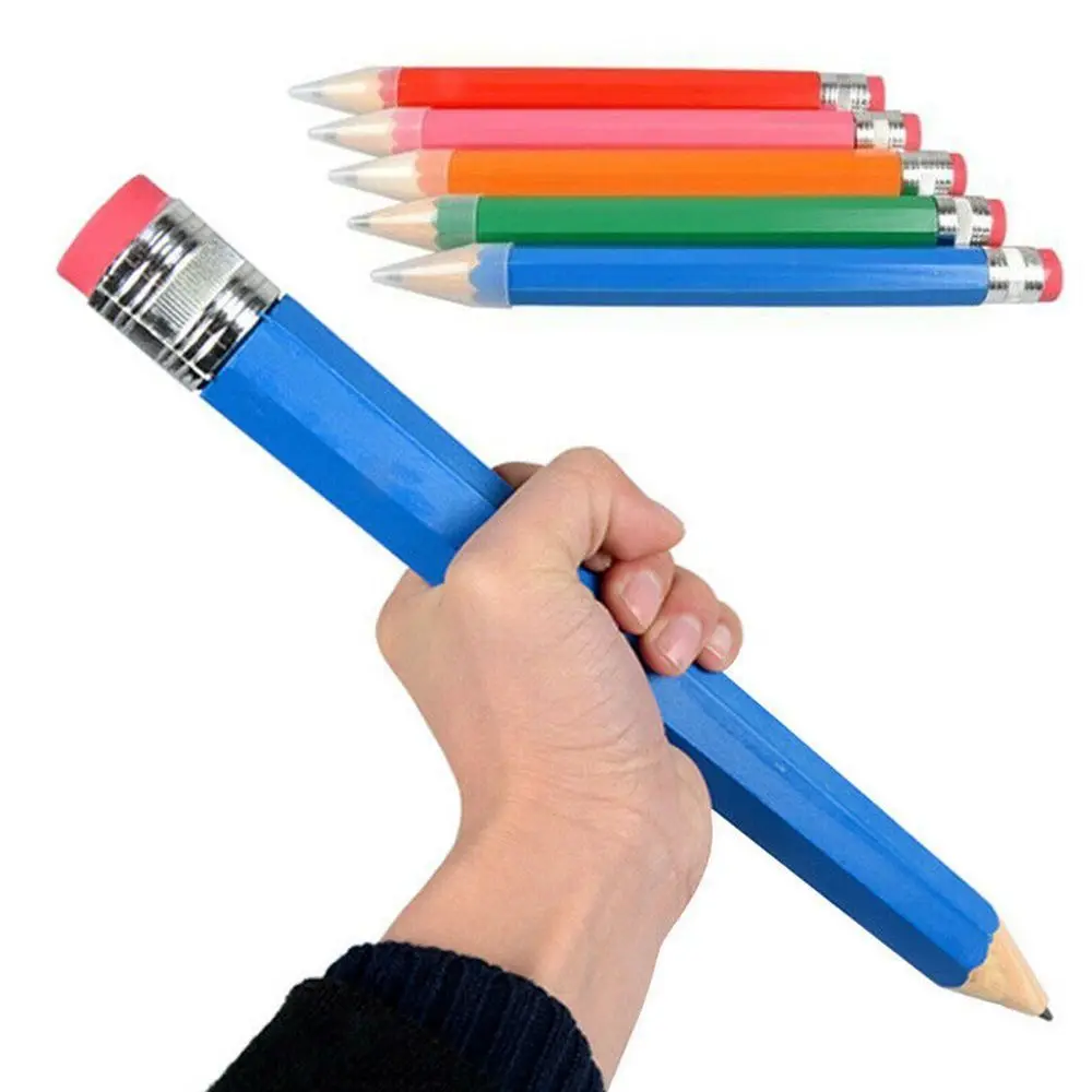 18/35CM Giant Wooden Pencil With Eraser Painter Artist Student Fun Novelty Gift Toy Performance Prop Stationery School Supplies