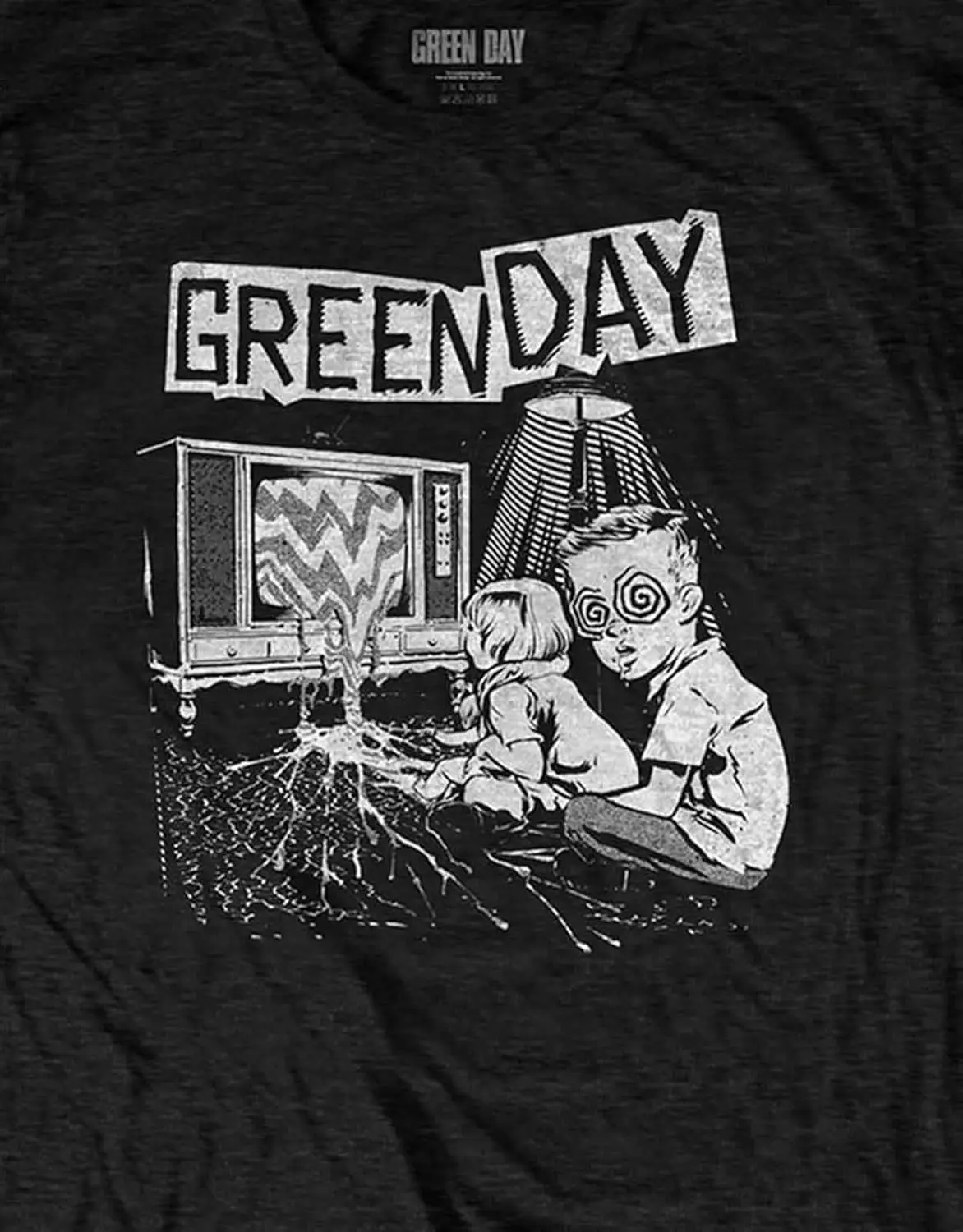 Rock Off منتجات مرخصة رسميًا Green Day T Shirt Tv Wasteland Band Logo الرسمي للرجال باللون الأسود