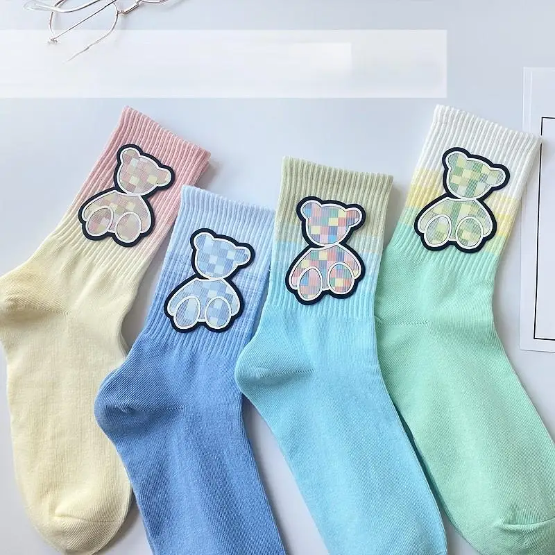 

Cartoon Bear Socks Boy Girl Long Tube Tide Socks Student Breathable Comfortable Mid-calf Sock GiftNew And High Quality! Material