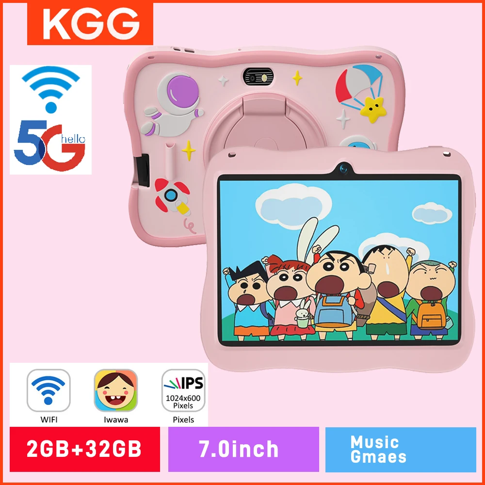 

Kids Tablet PC 7'' Android Tablet Toddler with Case 5G WiFi Bluetooth Dual Camera 32GB Educational Learning Toys Children Gifts