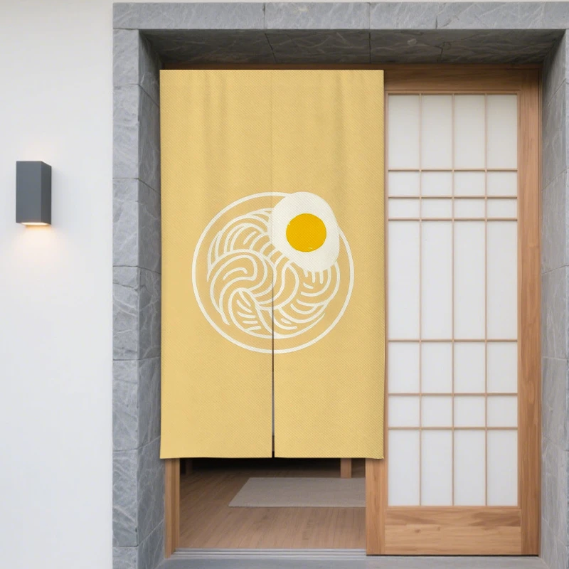 VIKAMA Minimalist Japanese-Style Ramen Door Curtain, Noodle-Printed Half-Door Curtain, Entryway Divider Decoration