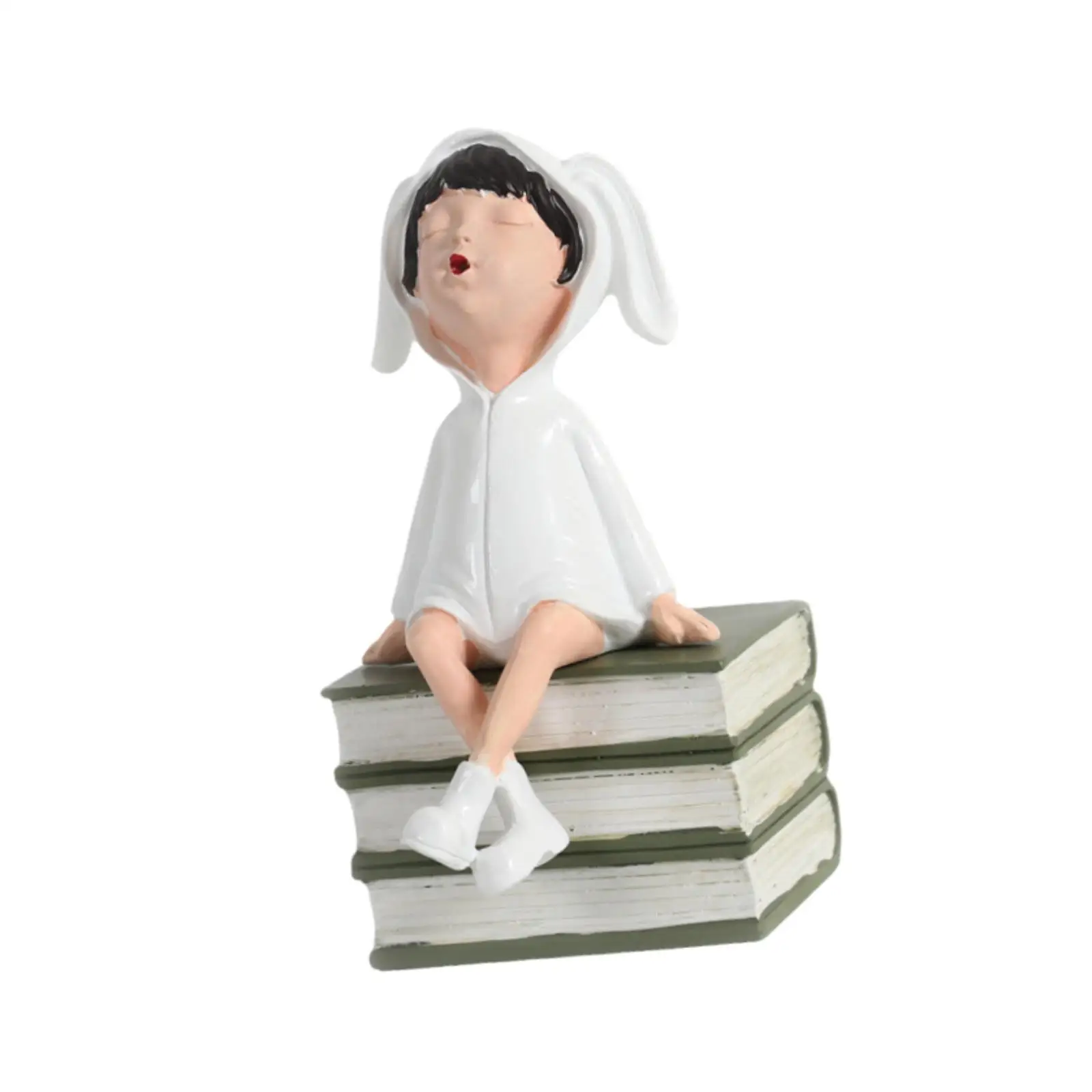 Modern Girl Statue Ornament Nordic Style Character Figurine Resin Decoration for Bedroom Study Room Decoration