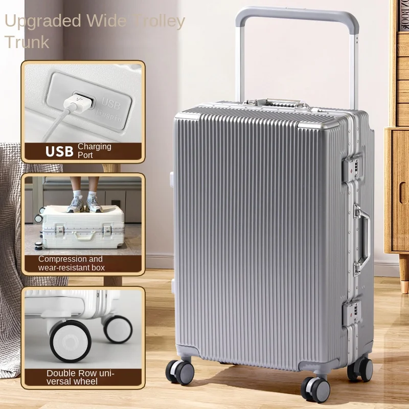 Update Koffer Brede Trolley Aluminium Frame Bagage Grote Capaciteit Universele Wiel Wachtwoord Box Verdikte Duurzame PC 20-26 inch
