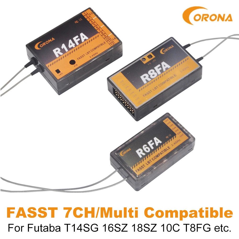 Corona R4FA  R6FA  R8FA  R14FA  R820FA 2.4G Compatible Futaba FASST 10C 12FG 14SG 16SZ 18SZ Receiver