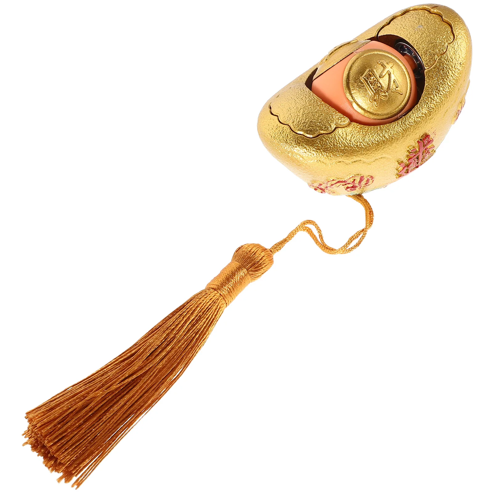 

Golden Yuanbao Ingot Ornament for Indoor Spaces Wealth Symbol Desktop Decor with Spinning Bead Chinese Decoration Home Party