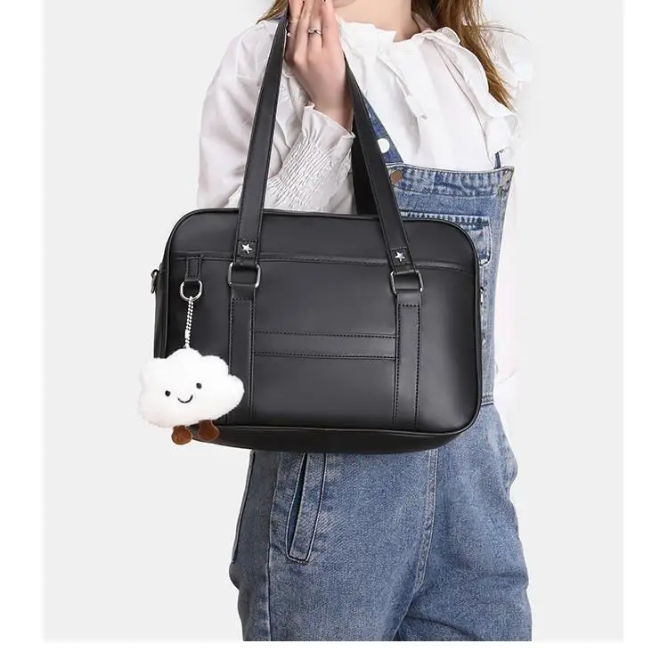 

Black JK School Bag Commuter Crossbody Bag Handbag Uniform Harajuku Style Women's Hobo Bag with Compartment for Daily Use