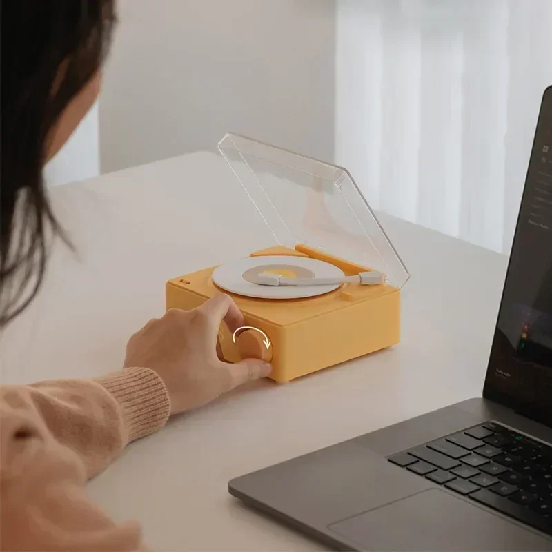 Smart Stereo Wireless 2024 New Retro Vinyl Clock Small Record Player Portable High-quality Audio Home Bluetooth Speaker Alarm